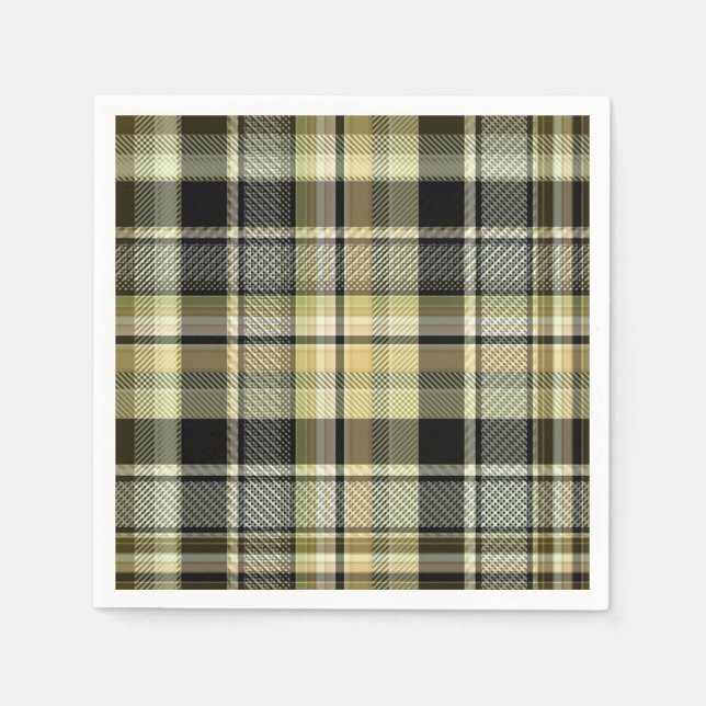 Guardanapo De Papel Xadrez de tartan amarelo-marrom. (Frente)