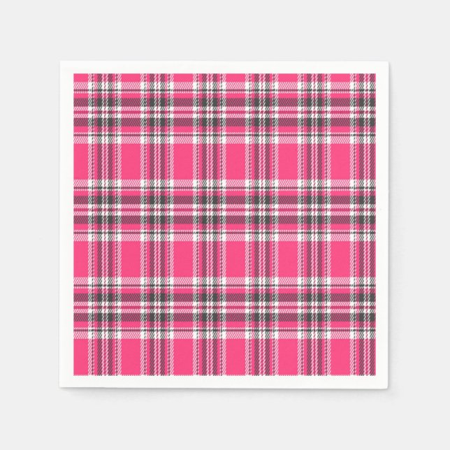 Guardanapo De Papel Xadrez de Tartan Negro e Rosa Escócia (Frente)