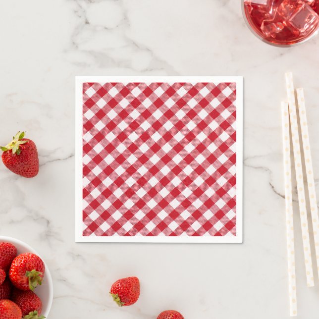 Guardanapo De Papel Xadrez Escocês em Branco e Vermelho (Insitu)