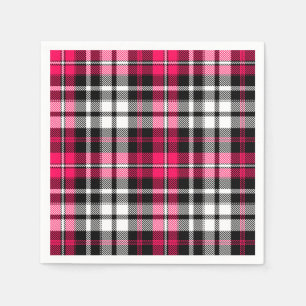 Guardanapo De Papel Xadrez Escocês Rosa Preto Branco