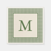Xadrez Gingham Verde com Letra Inicial Monograma P