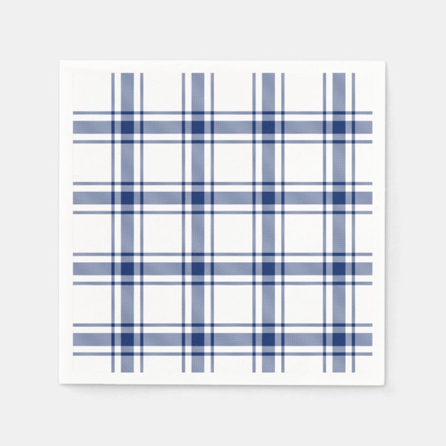 Guardanapo De Papel Xadrez Marinho Azul e Branco (Frente)