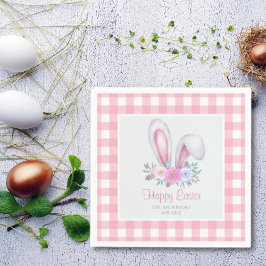 Guardanapo De Papel Xadrez Rosa Aquarela Carnes Flóridas Orelha Páscoa