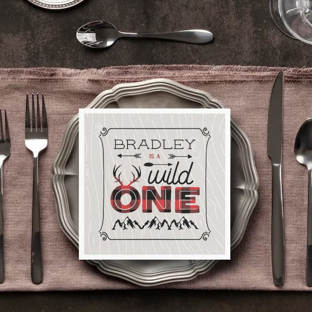 Guardanapo De Papel Xadrez Rústica de Wild One Boys Lumberjack primeir (Criador carregado)