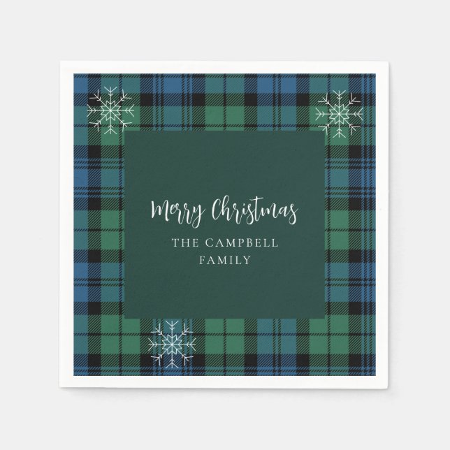 Guardanapo De Papel Xadrez Script Snowflakes Campbell Tartan Paper (Frente)