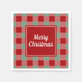 Guardanapo De Papel Xadrez Vermelha Clássica Feliz Natal