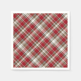 Guardanapo De Papel Xadrez Vermelha, Mocha e Creme