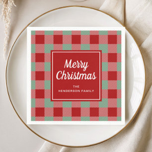 Guardanapo De Papel Xadrez Vermelha russa Feliz Natal