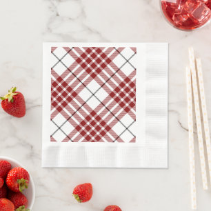Guardanapo De Papel xadrez vermelho branco Buchanan tartan