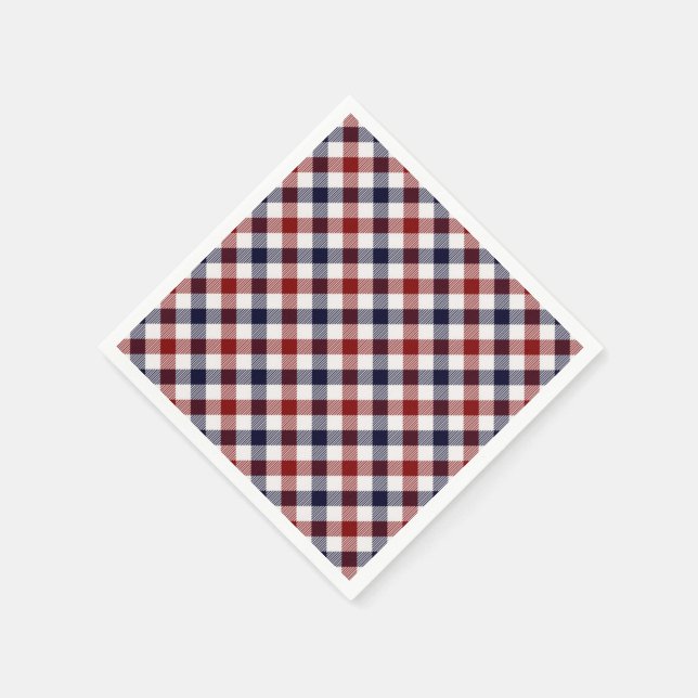 Guardanapo de papel xadrez vermelho branco e azul (Canto)