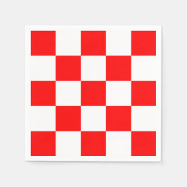 Guardanapo De Papel Xadrez Vermelho Branco Geométrico Moderno