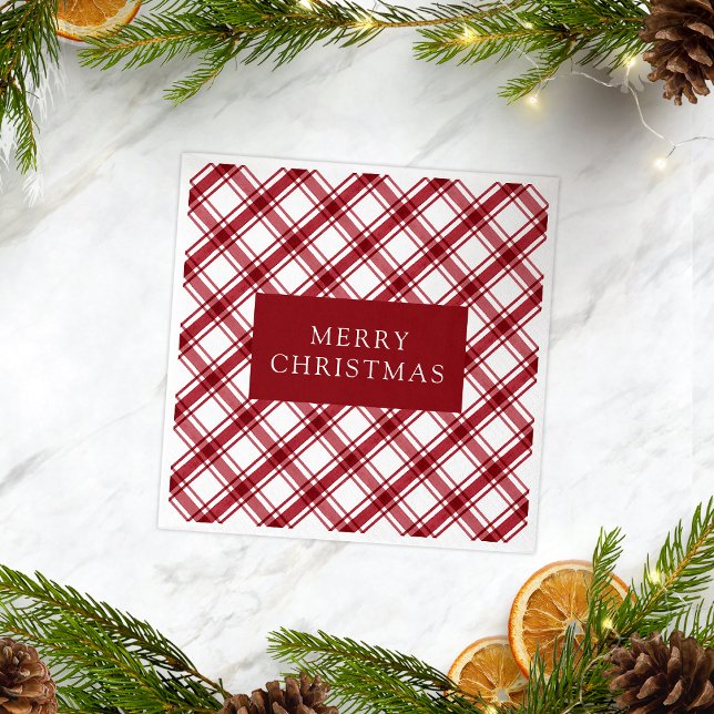 Guardanapo De Papel Xadrez Vermelho e Branco Buffalo (Red and White Buffalo Check Napkins
)