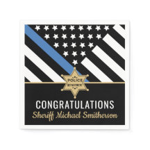 Xerife de Polícia - Bandeira de Linha Azul Fino