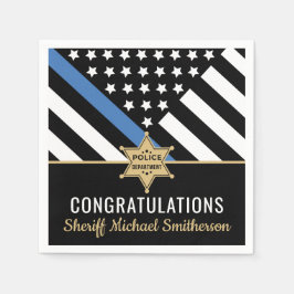 Guardanapo De Papel Xerife de Polícia - Bandeira de Linha Azul Fino