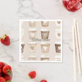 Guardanapo De Papel Xícaras de Coração de Café com Creme