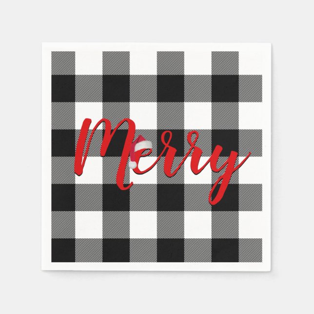 Guardanapo De Papel Xmas Alegre Plaid de Búfalo   (Frente)