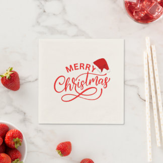 Guardanapo De Papel Xmas elegante caligrafia santa hat party
