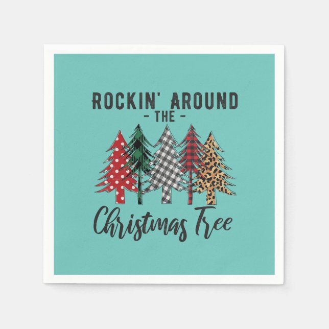Guardanapo De Papel Xmas Gift Rockin À Volta Da Árvore De Natal (Frente)