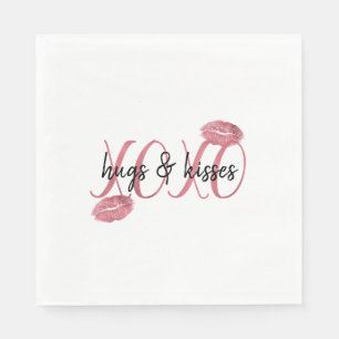Guardanapo De Papel XOXO beijos Lábios cor-de-rosa aspas personalizada
