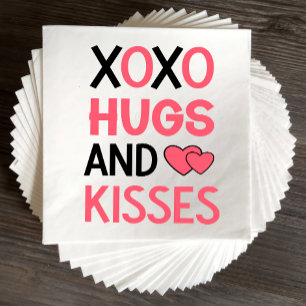 Guardanapo De Papel XOXO Hugs Kisses Chá de panela Casamento Preto Ros