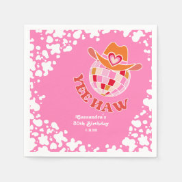 Guardanapo De Papel Yee Haw Pink Disco Cowgirl Rodeo Aniversário