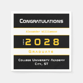 Guardanapo De Papel Yellow Black White Congratulations Graduation 