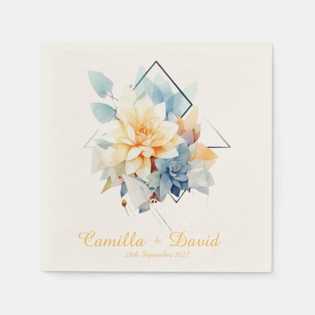 Guardanapo De Papel Yellow Cub-Flower: Personalized Wedding Napkins (Frente)