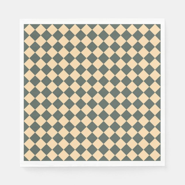 Guardanapo De Papel Yellow Green Checker Diamond Pattern (Frente)