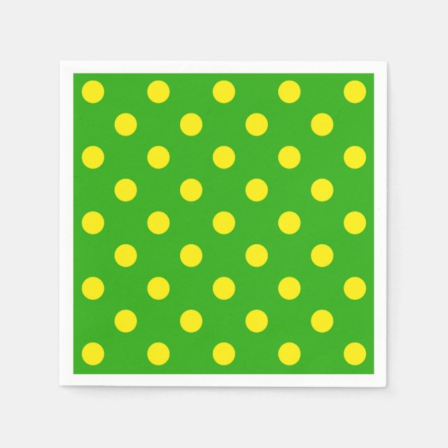 Guardanapo De Papel Yellow On Green Polka Dots Pattern Design  (Frente)