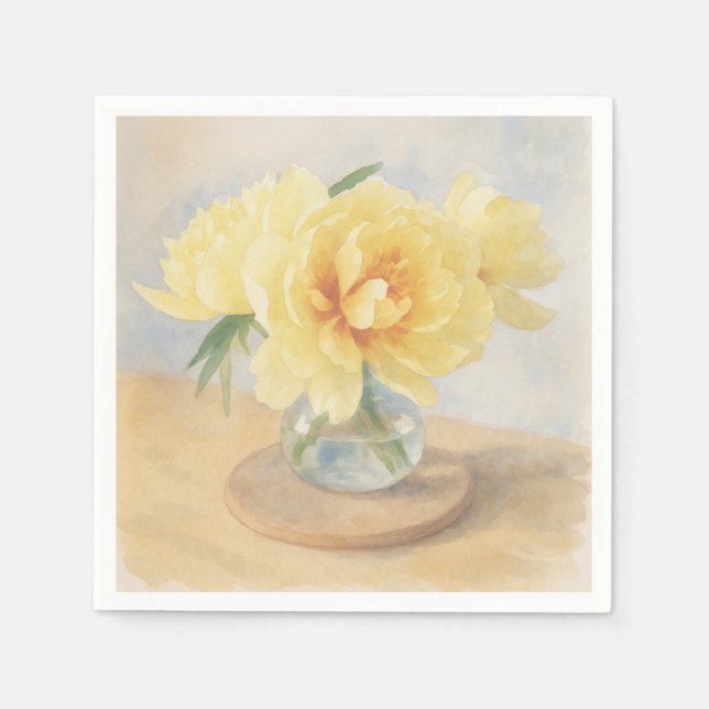 Guardanapo De Papel Yellow Peonies - Napkins (Frente)