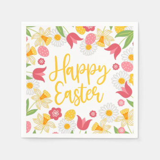 Guardanapo De Papel Yellow Red Floral Spring Easter
