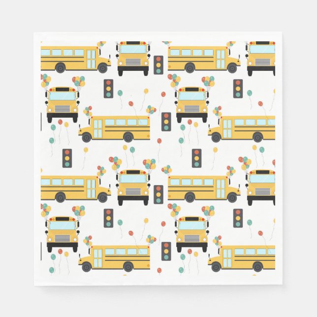 Guardanapo De Papel Yellow School Bus Kids Birthday Party (Frente)