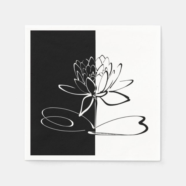 Guardanapo De Papel Yin Yang Black White Lotus Blossom (Frente)