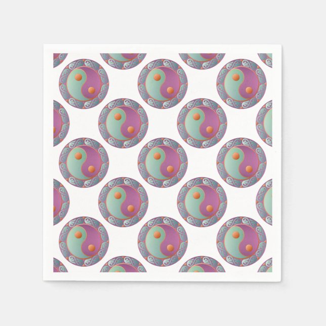 Guardanapo De Papel Yin Yang Medallion Violet Turquoise (Frente)