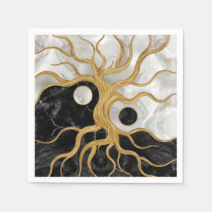 Guardanapo De Papel Yin Yang Tree of life - Marbles and Dourado