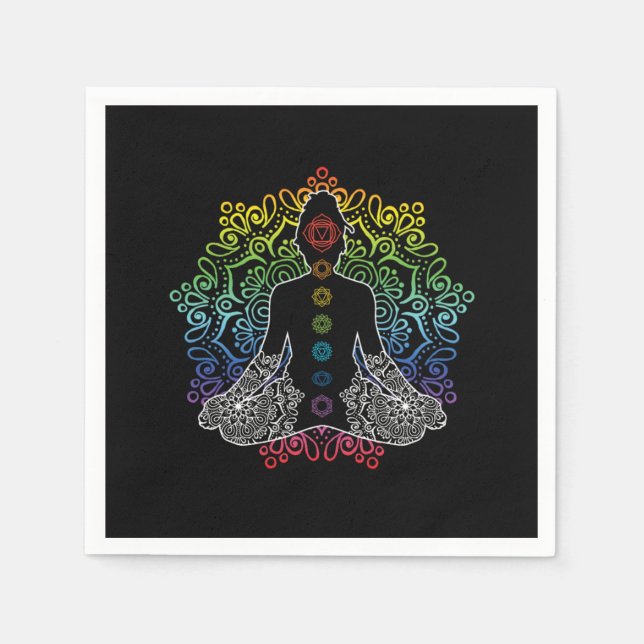 Guardanapo De Papel Yoga Chakra Zen Asana Meditação Budismo Presente (Frente)