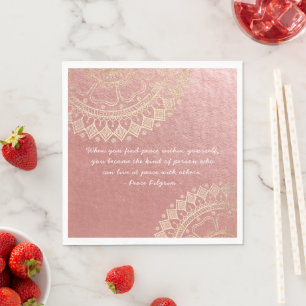 Guardanapo De Papel Yoga Meditation Instructor Pink Dourado Mandala Co
