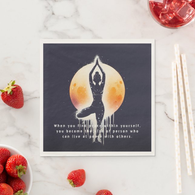 Guardanapo De Papel Yoga Meditation Instrutor Tree Pose Full Moon (Insitu)