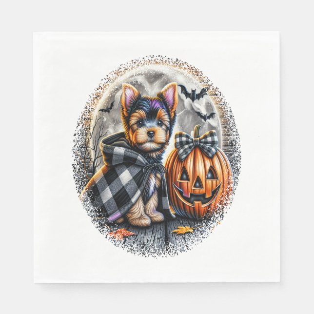 Guardanapo De Papel Yorkie Dog Halloween (Frente)