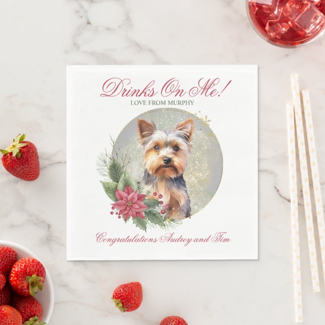Guardanapo De Papel Yorkshire Terrier Wedding Napkins Com Cães Foto (Insitu)