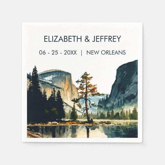 Guardanapo De Papel Yosemite National Park Watercolor (Frente)