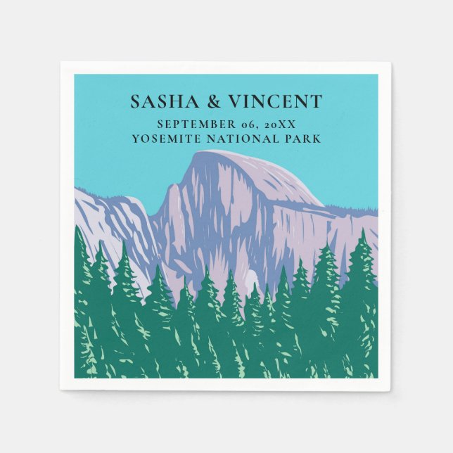 Guardanapo De Papel Yosemite National Park Wedding Retro (Frente)