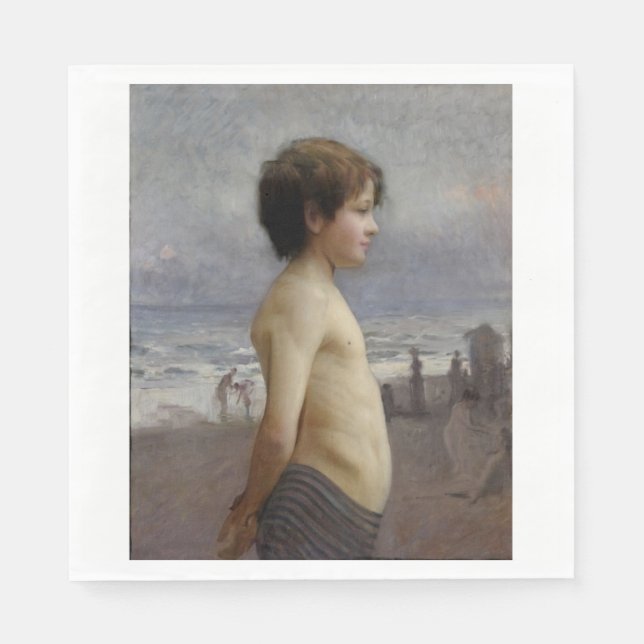 Guardanapo De Papel Young Boy at the Beach (por Jules Bastien-Lepage) (Frente)
