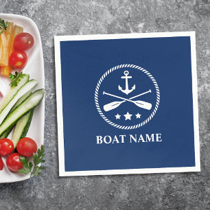 Guardanapo De Papel Your Boat or Name Anchor Oars & Stars Navy Blue