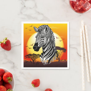 Guardanapo De Papel Zebra African Savanna Wild Animal