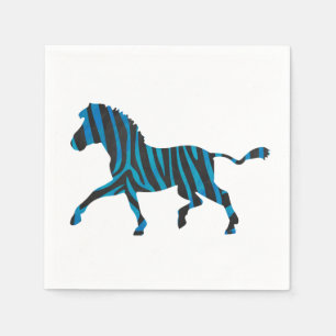 Guardanapo De Papel Zebra Black e Blue Silhouette