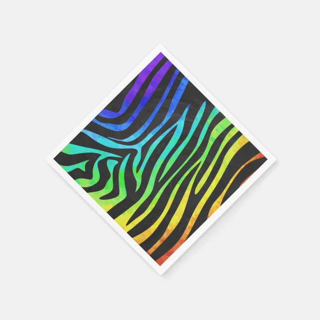 Guardanapo De Papel Zebra Black e Rainbow Impressão (Canto)