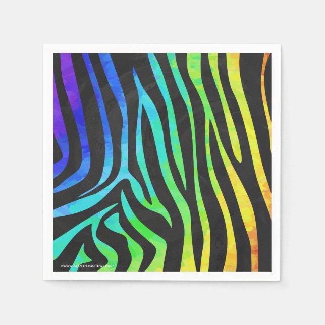 Guardanapo De Papel Zebra Black e Rainbow Impressão (Frente)
