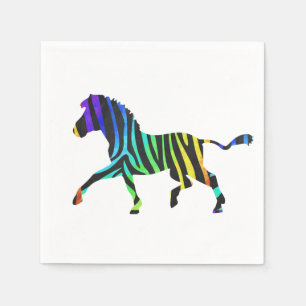 Guardanapo De Papel Zebra Black e Rainbow Silhouette