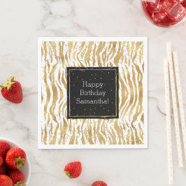 Guardanapo De Papel Zebra Dourada branca Glitz Confetti